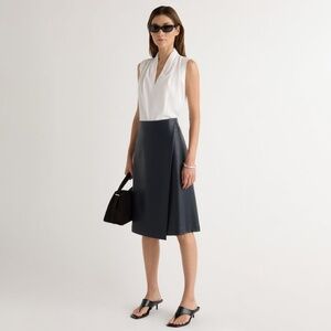 Modern Citizen Alba Asymmetric Vegan Leather Skirt Size LNavy / L NEW/NEVER WORN